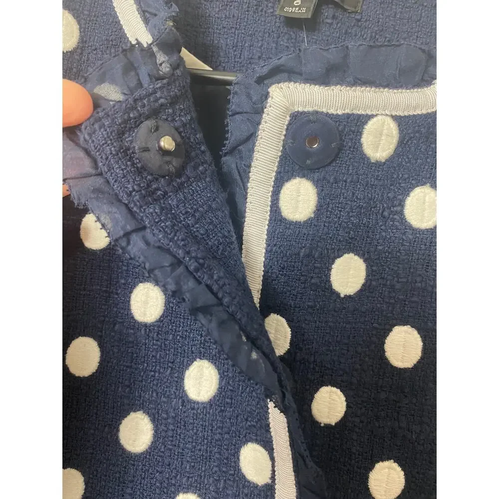NWT J. CREW BLAZER JACKET POLKA DOT NAVY BLUE OFFICE WORK CAREER FEMININE